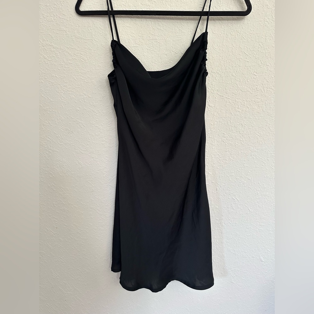 Zara Black Cowl Neck Mini Dress